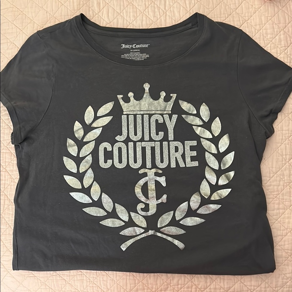 Juicy Couture Charcoal Tee with Metallic Emblem